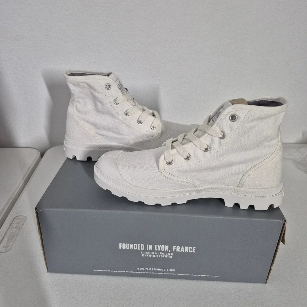 Palladium Boots Womens 7.5 Med Star White Pampa HI Top Lace‎ Up New in Box - Picture 7 of 9